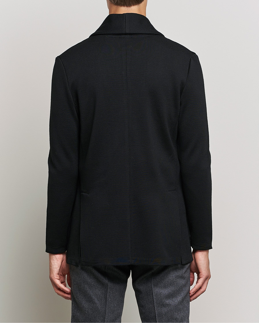 Homme | Blazers | Stenströms | Milano Knitted Merino Tuxedo Cardigan Black