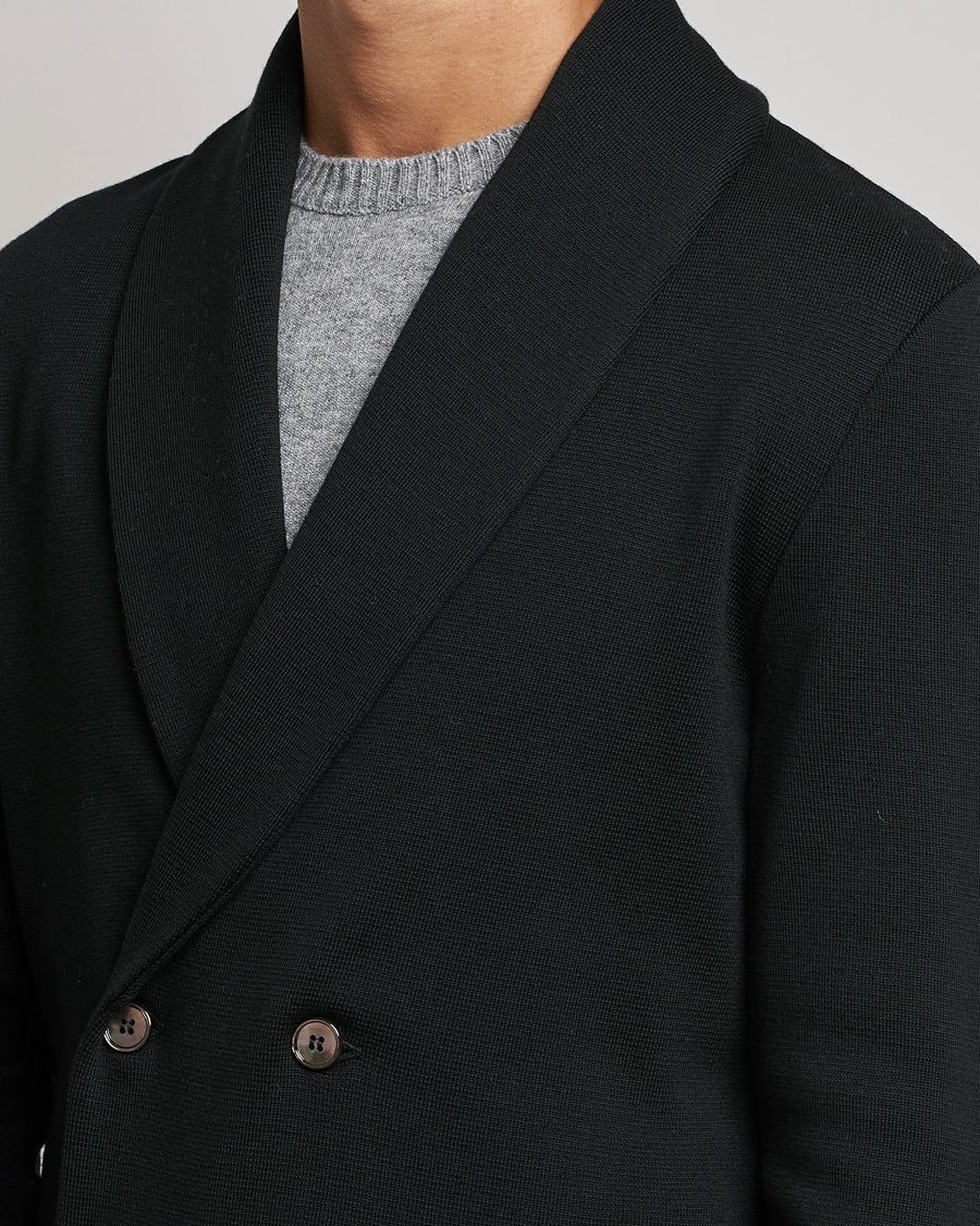 Homme | Blazers | Stenströms | Milano Knitted Merino Tuxedo Cardigan Black