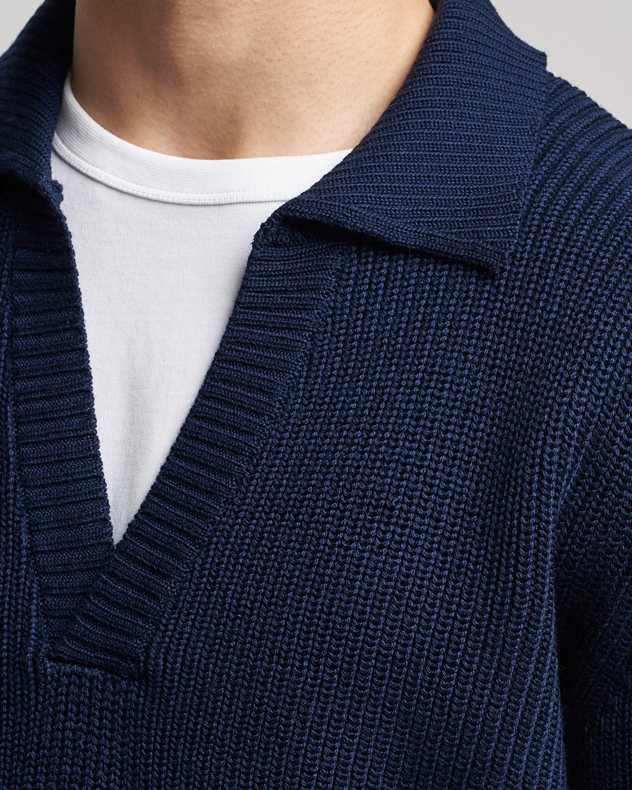 Homme | Pulls Et Tricots | Stenströms | Chunky Merino Polo Navy