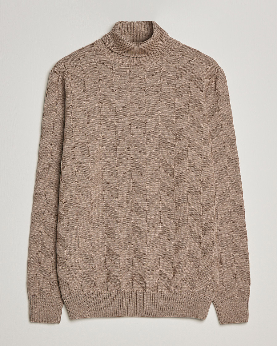 Homme | Pulls Et Tricots | Stenströms | Chunky Merino Structured Rollneck Camel