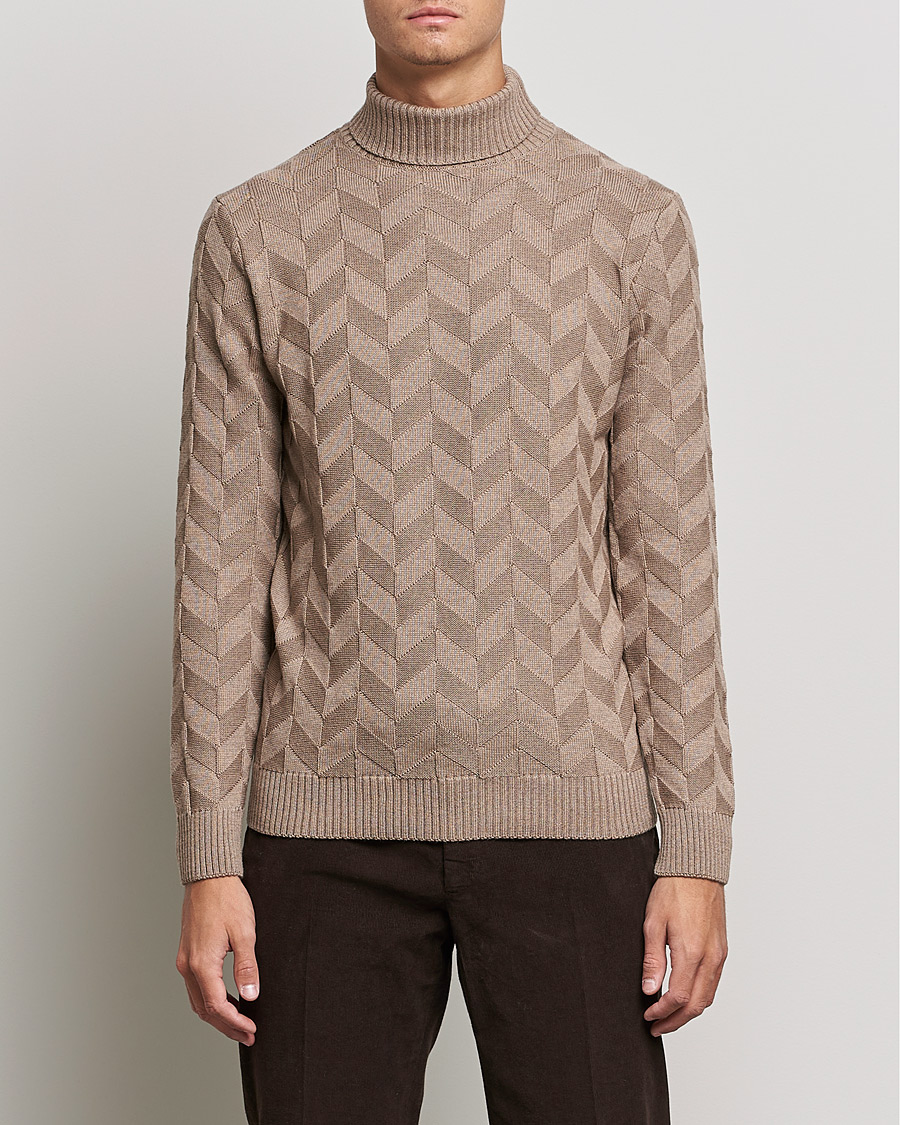 Homme | Pulls Et Tricots | Stenströms | Chunky Merino Structured Rollneck Camel