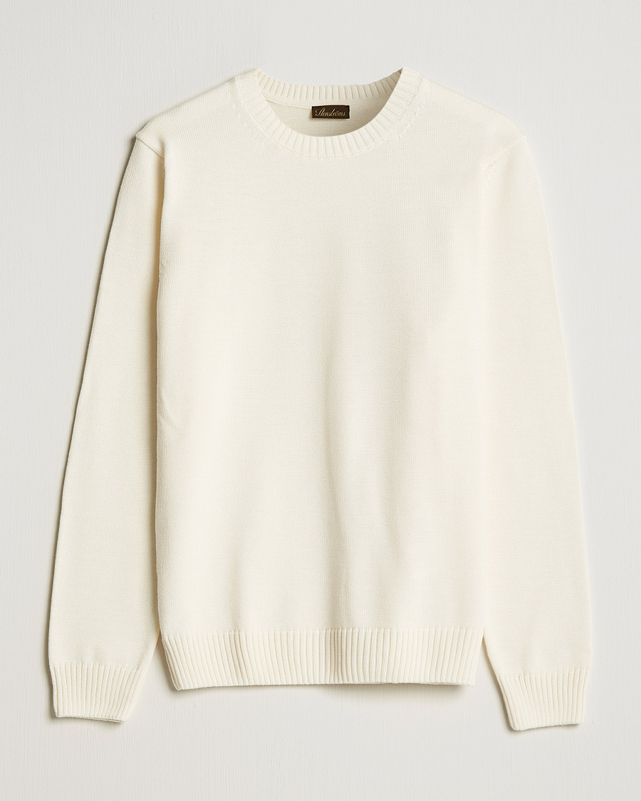 Homme | Pulls Et Tricots | Stenströms | Chunky Merino Crew Neck Creme White