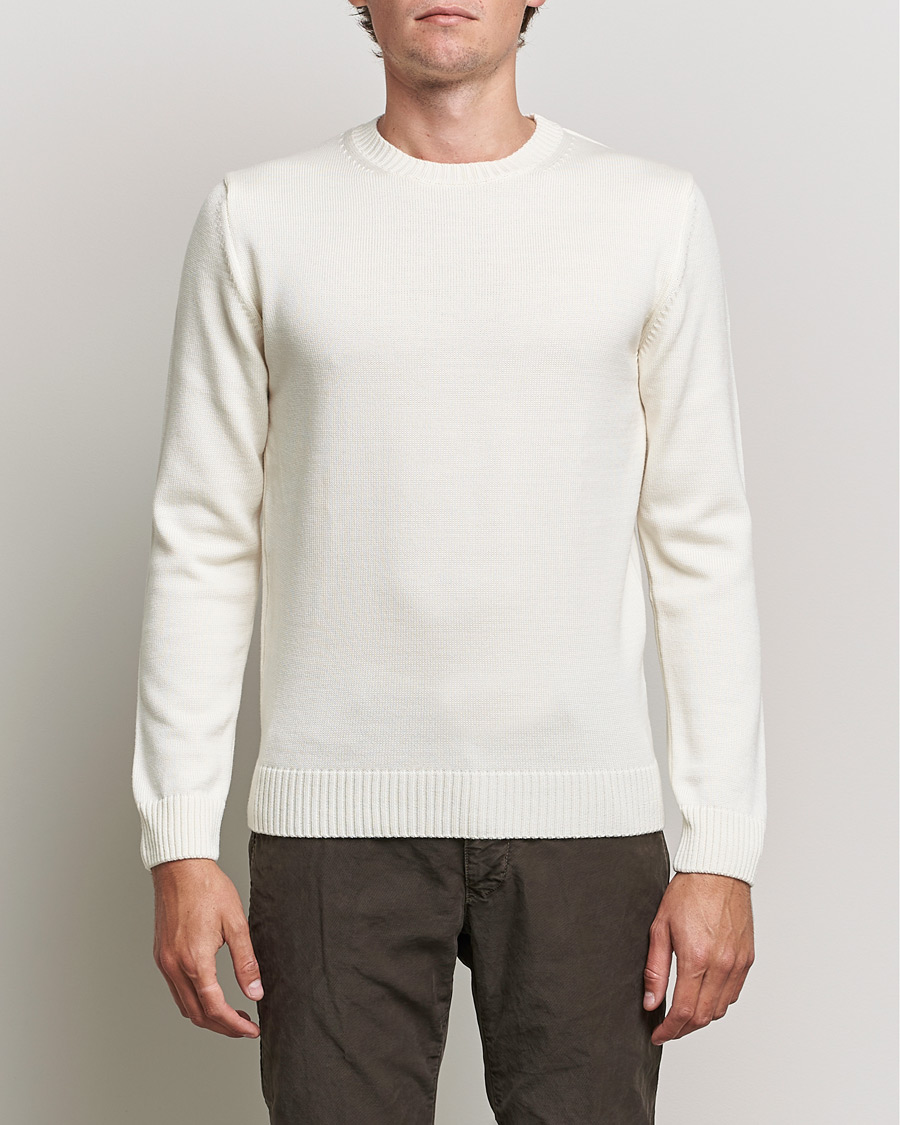 Homme | Pulls Et Tricots | Stenströms | Chunky Merino Crew Neck Creme White