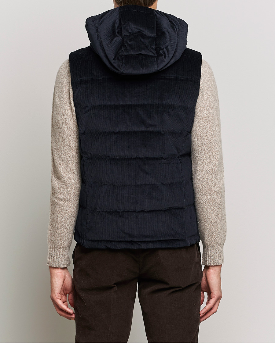 Homme | Manteaux Et Vestes | Stenströms | Hooded Corduroy Vest Navy