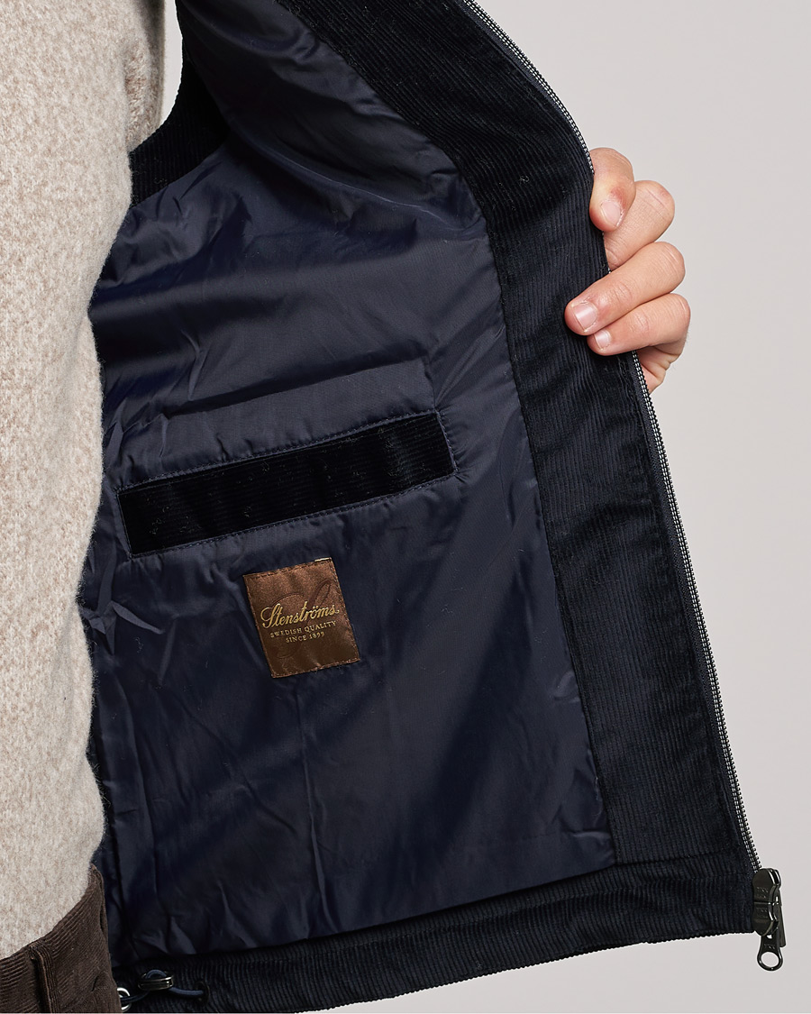 Homme | Manteaux Et Vestes | Stenströms | Hooded Corduroy Vest Navy