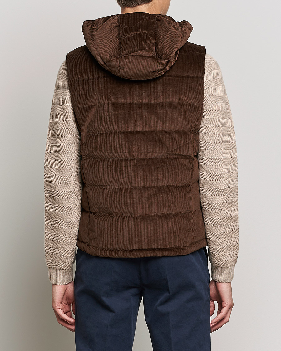 Homme | Manteaux Et Vestes | Stenströms | Hooded Corduroy Vest Brown