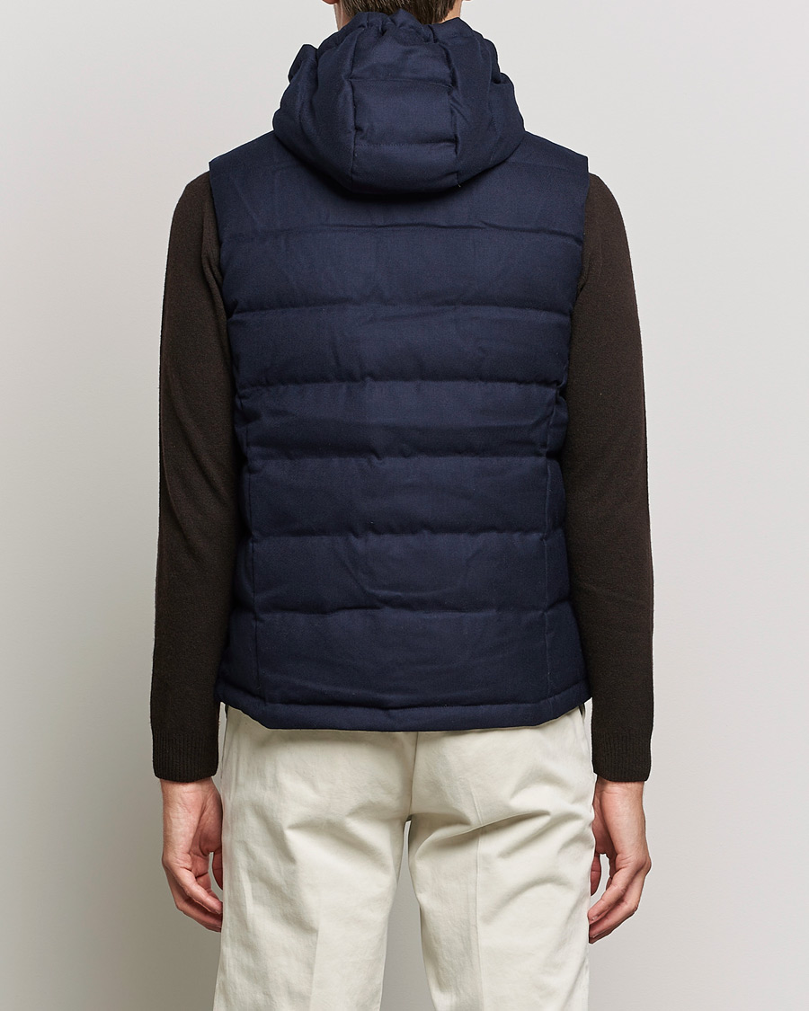 Homme | Manteaux Et Vestes | Stenströms | Hooded Flannel Vest Navy