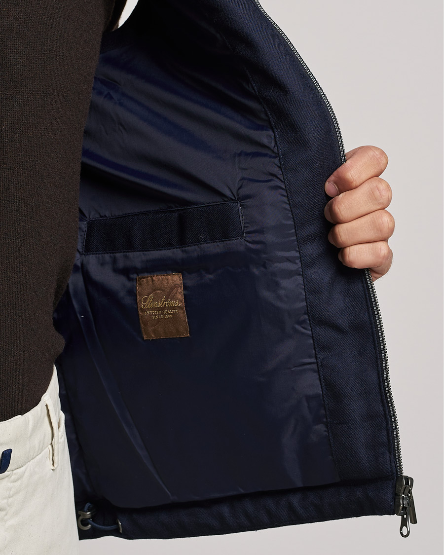 Homme | Manteaux Et Vestes | Stenströms | Hooded Flannel Vest Navy