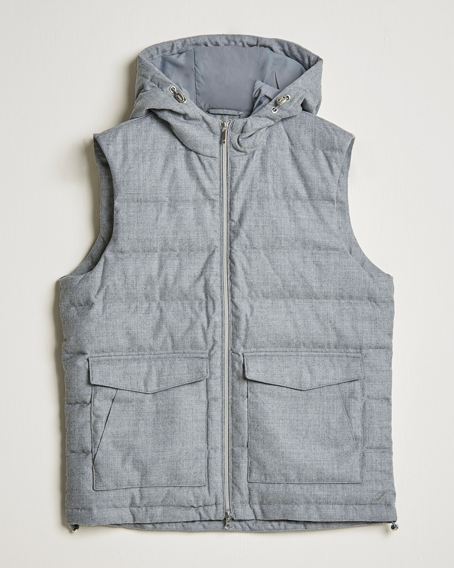 Homme | Manteaux Et Vestes | Stenströms | Hooded Flannel Vest Grey