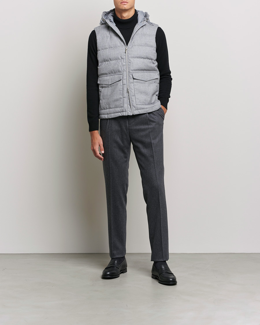 Homme | Manteaux Et Vestes | Stenströms | Hooded Flannel Vest Grey