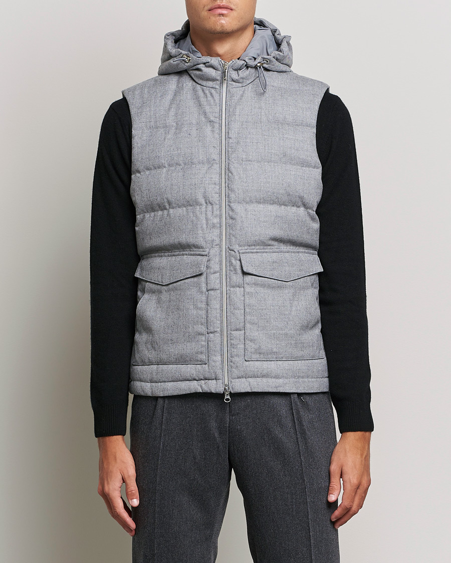 Homme | Manteaux Et Vestes | Stenströms | Hooded Flannel Vest Grey