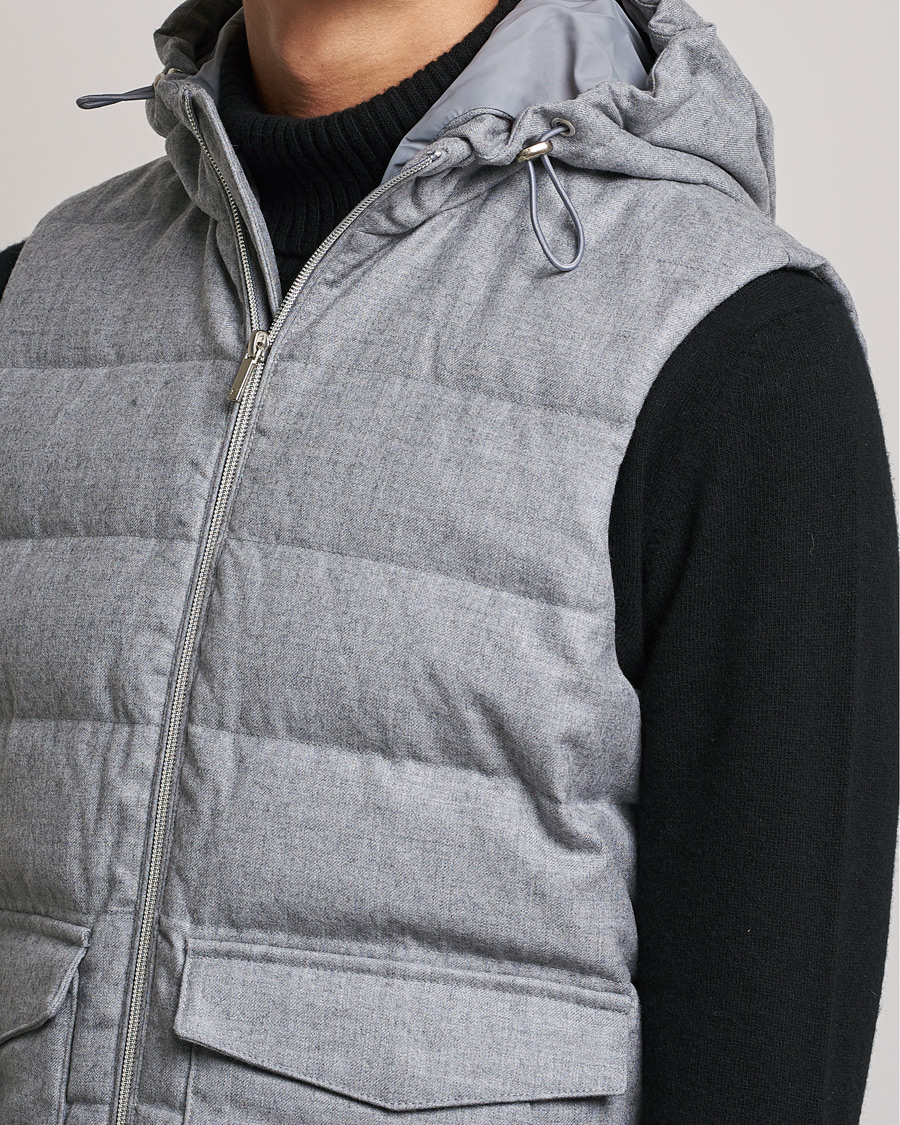 Homme | Manteaux Et Vestes | Stenströms | Hooded Flannel Vest Grey