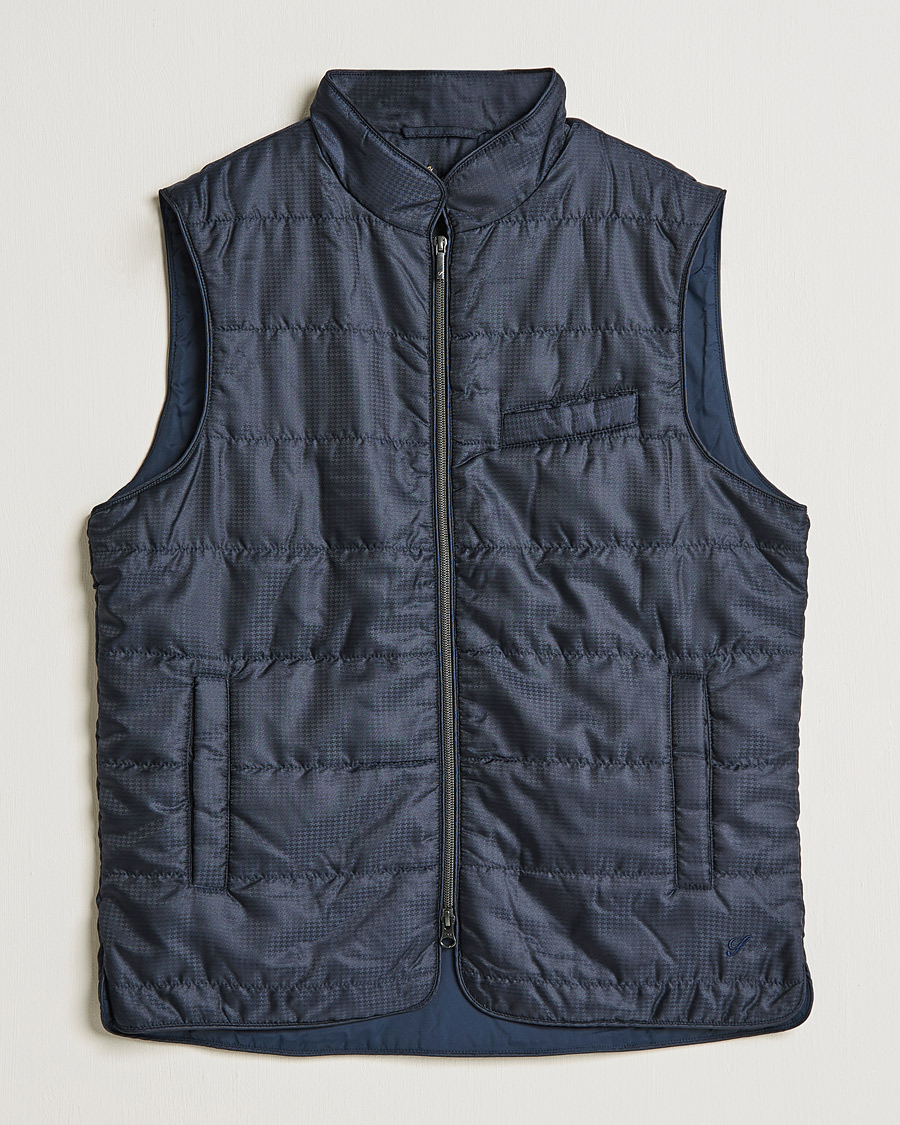 Homme | Manteaux Et Vestes | Stenströms | Houndstooth Padded Nylon Vest Navy