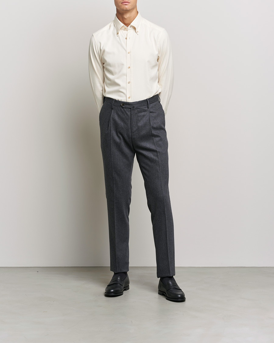 Homme | Chemises | Stenströms | Slimline Flannel Shirt Off White