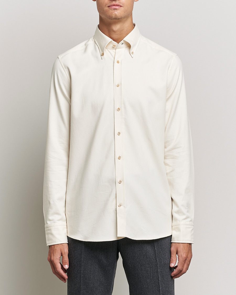 Homme | Chemises | Stenströms | Slimline Flannel Shirt Off White