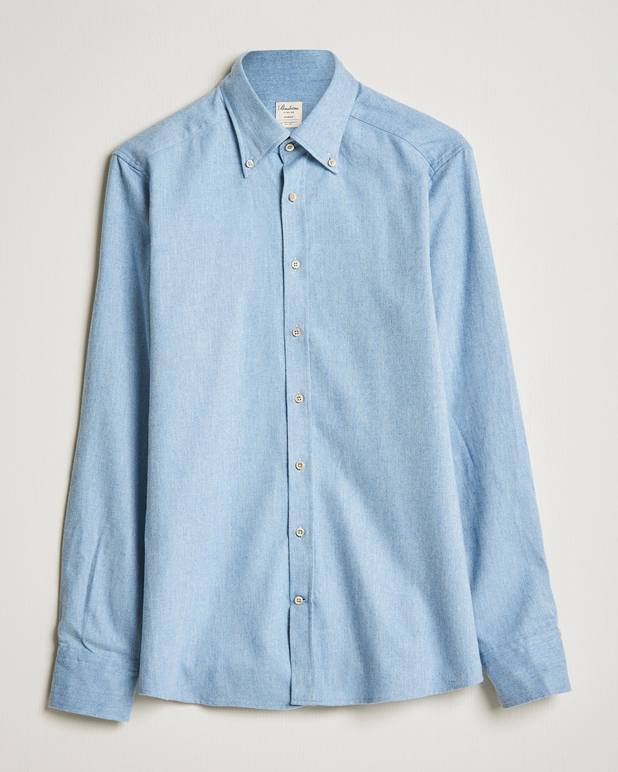 Homme | Chemises | Stenströms | Slimline Flannel Shirt Light Blue