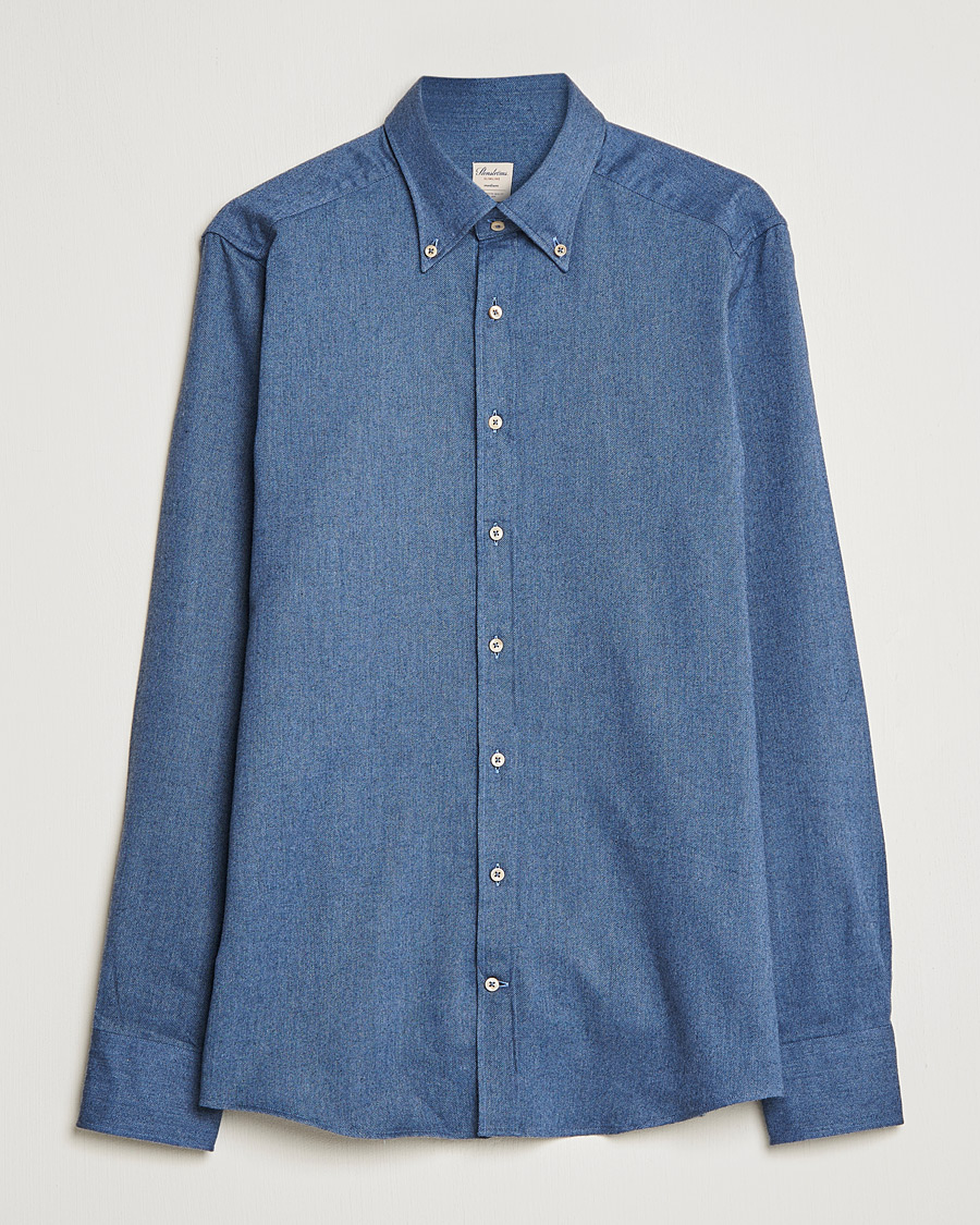 Homme | Chemises | Stenströms | Slimline Flannel Shirt Blue