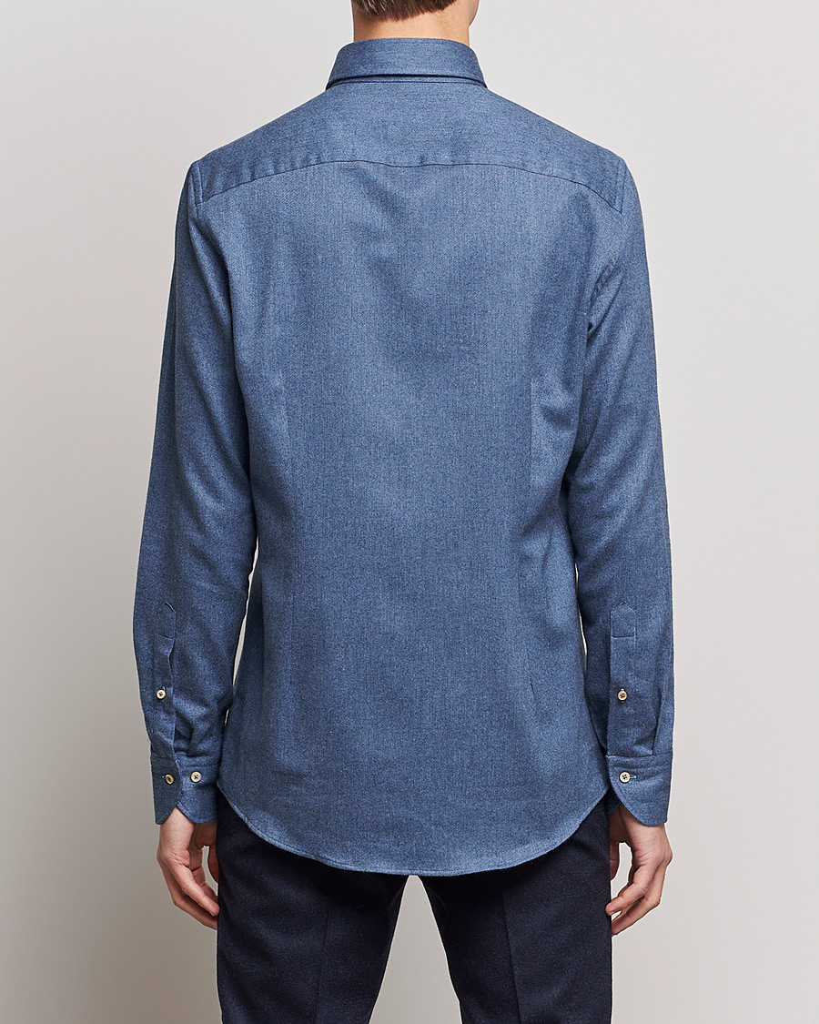 Homme | Chemises | Stenströms | Slimline Flannel Shirt Blue