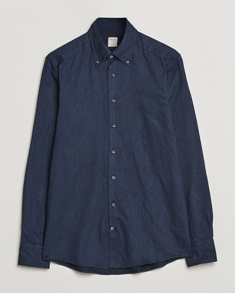 Homme | Chemises | Stenströms | Slimline Flannel Shirt Navy