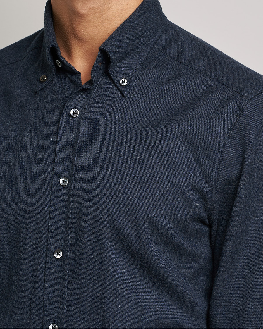 Homme | Chemises | Stenströms | Slimline Flannel Shirt Navy