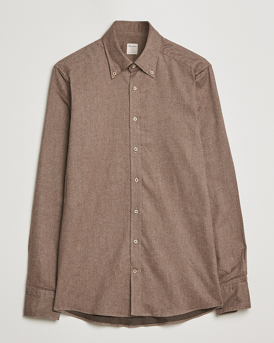 Homme | Chemises | Stenströms | Slimline Flannel Shirt Brown