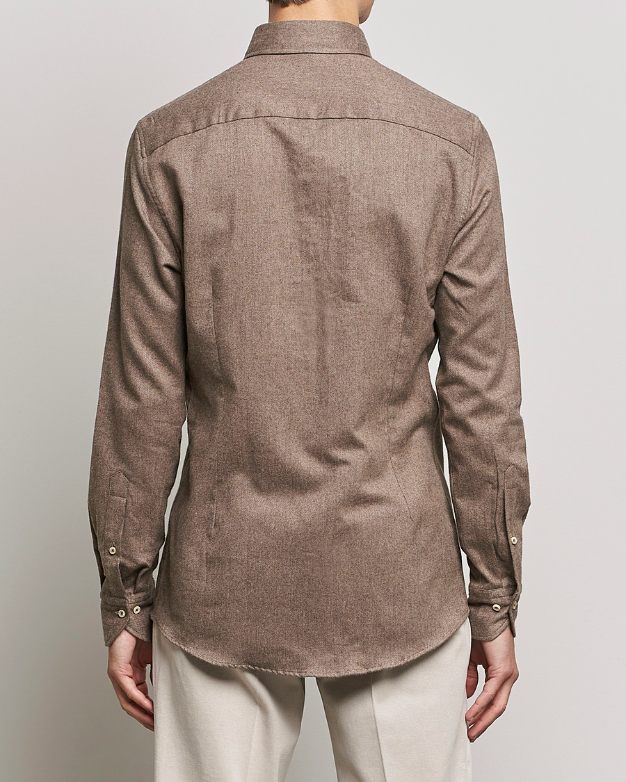 Homme | Chemises | Stenströms | Slimline Flannel Shirt Brown