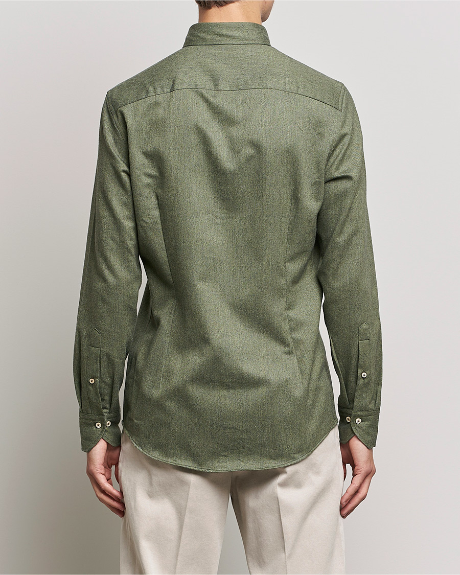 Homme | Chemises | Stenströms | Slimline Flannel Shirt Dark Green