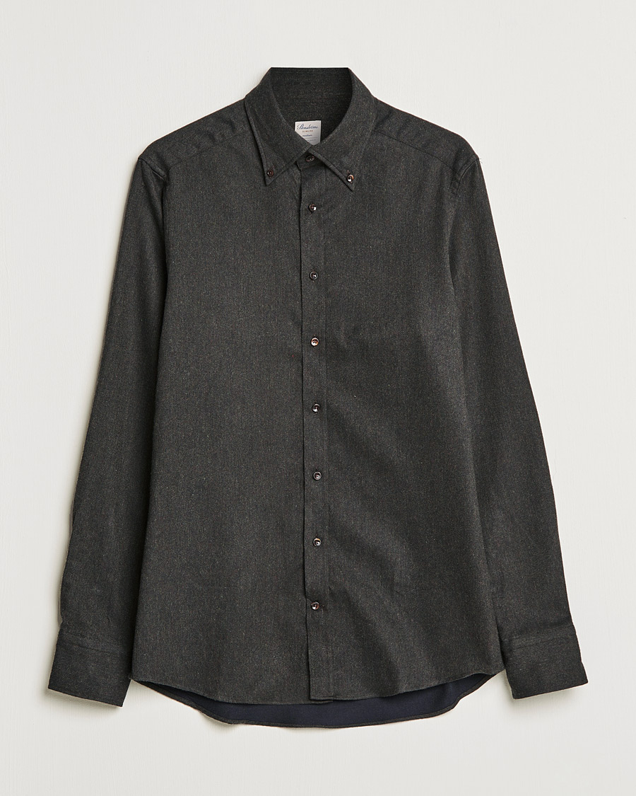 Homme | Chemises | Stenströms | Slimline Flannel Shirt Dark Green