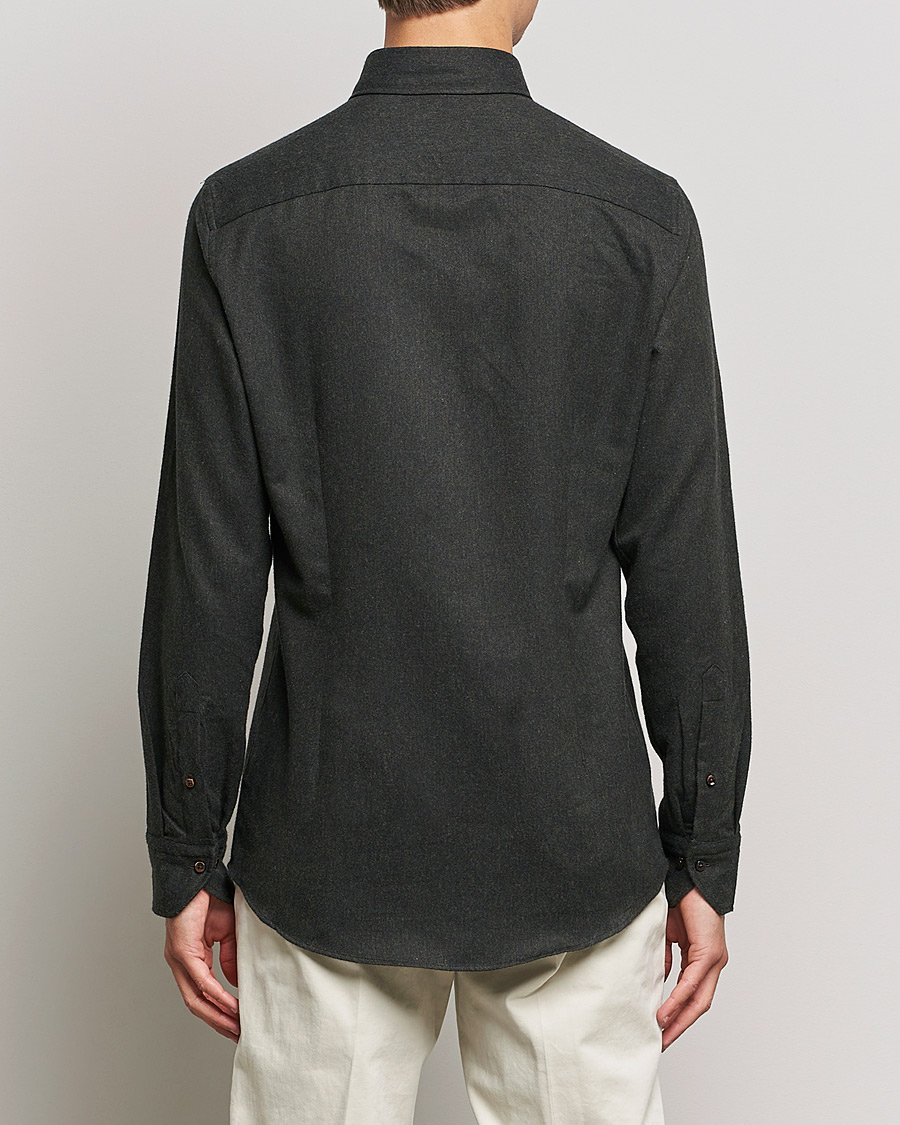 Homme | Chemises | Stenströms | Slimline Flannel Shirt Dark Green