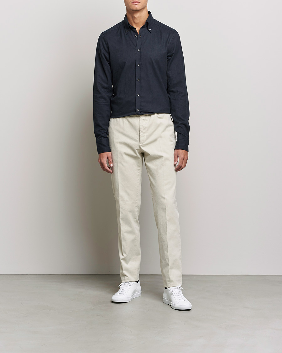 Homme | Chemises | Stenströms | Slimline Flannel Shirt Black