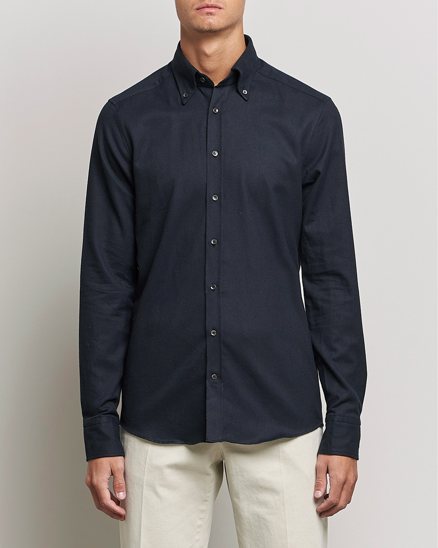 Homme | Chemises | Stenströms | Slimline Flannel Shirt Black