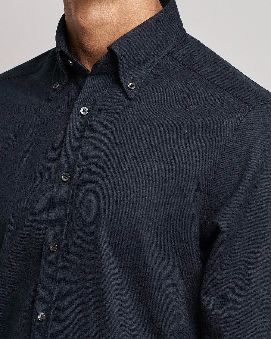 Homme | Chemises | Stenströms | Slimline Flannel Shirt Black