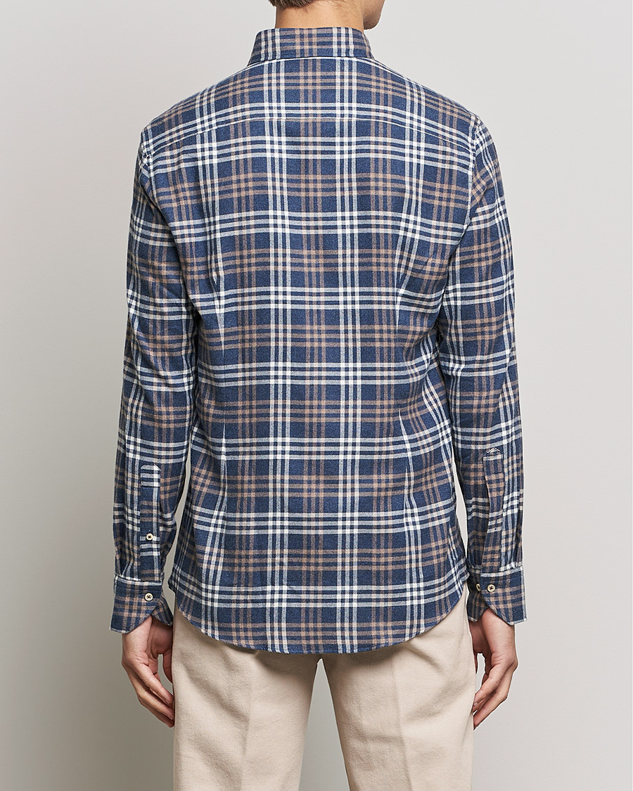 Homme | Chemises | Stenströms | Slimline Checked Flannel Shirt Blue