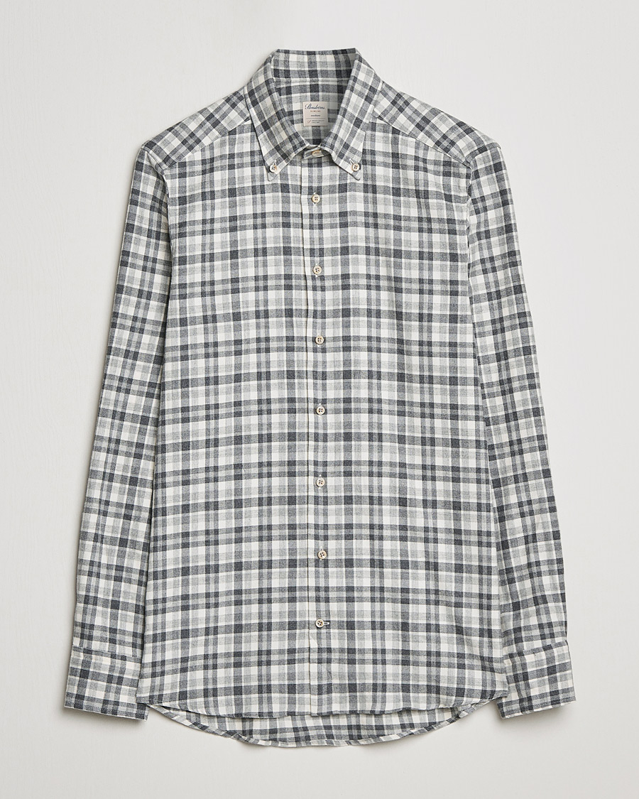 Homme | Chemises | Stenströms | Slimline Checked Flannel Shirt Grey/White