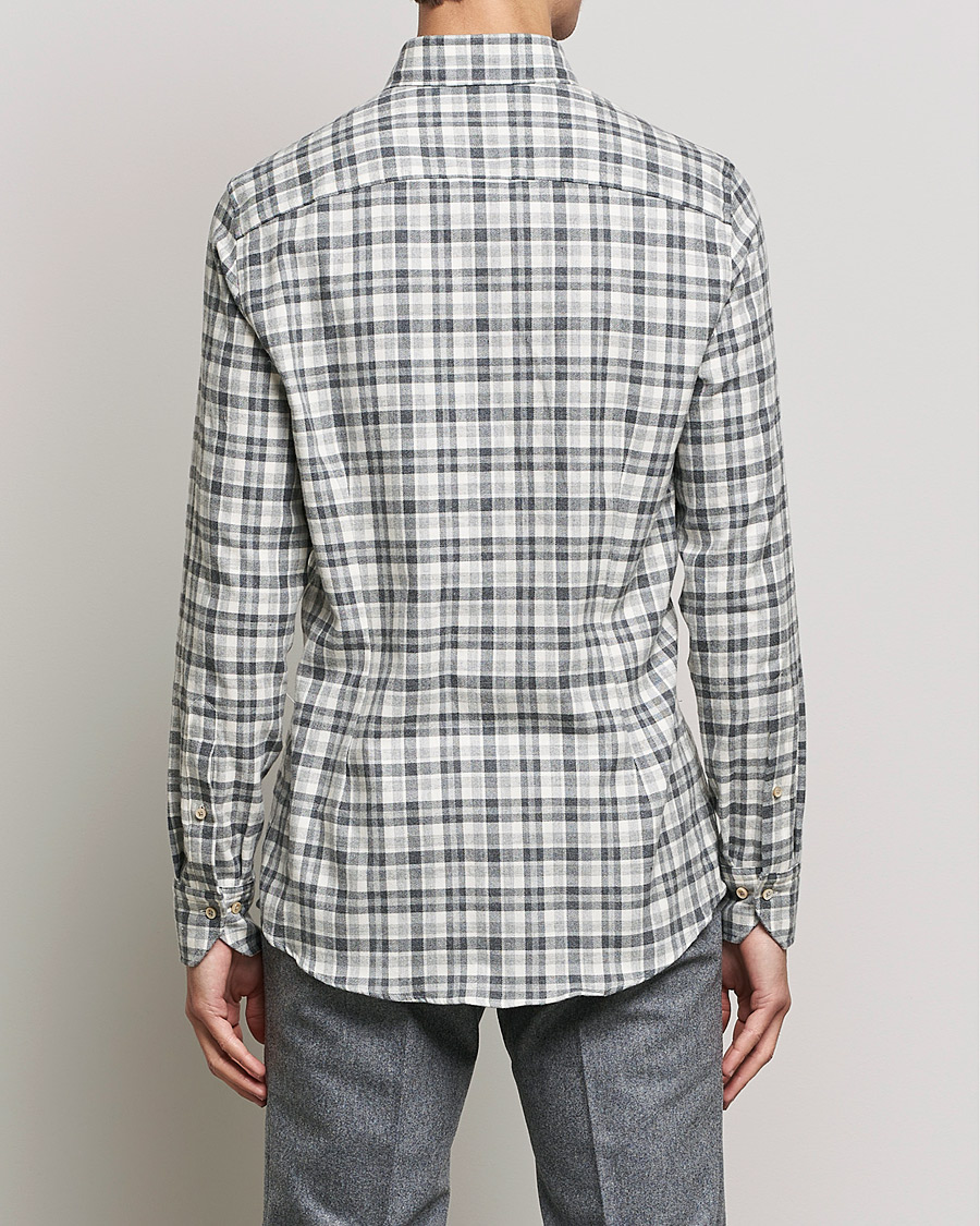 Homme | Chemises | Stenströms | Slimline Checked Flannel Shirt Grey/White