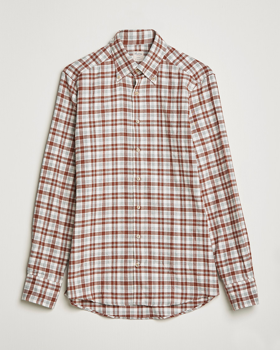 Homme | Chemises | Stenströms | Slimline Checked Flannel Shirt Red/White