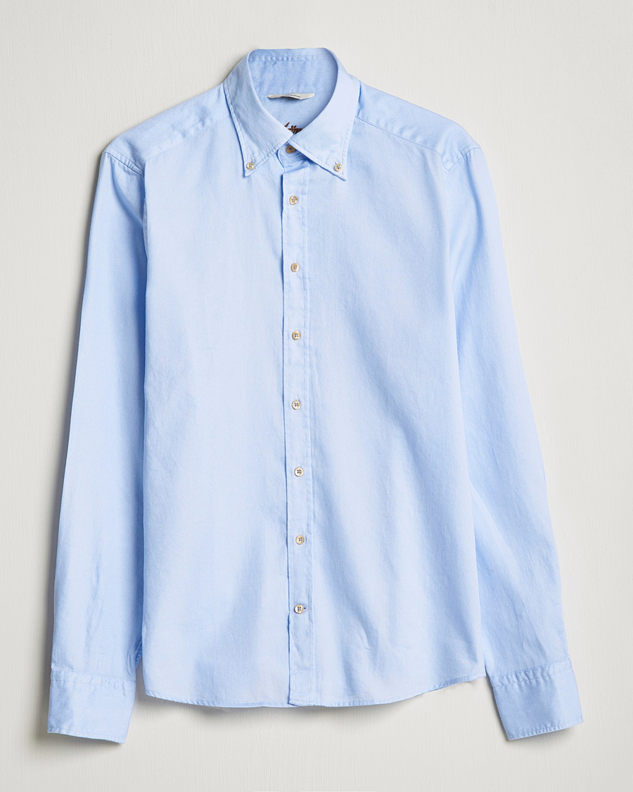 Homme | Chemises | Stenströms | Slimline Button Down Printed Oxford Shirt Light Blue