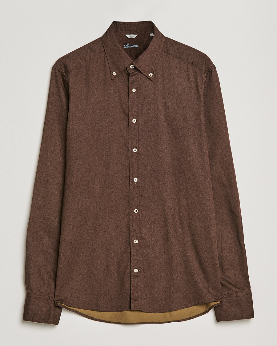 Homme | Chemises | Stenströms | Slimline Button Down Printed Oxford Shirt Brown