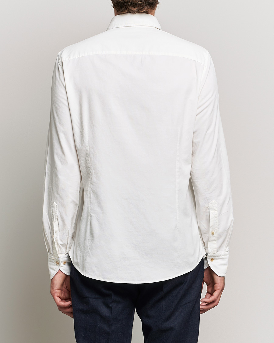 Homme | Chemises | Stenströms | Slimline Washed Cut Away Corduroy Shirt White