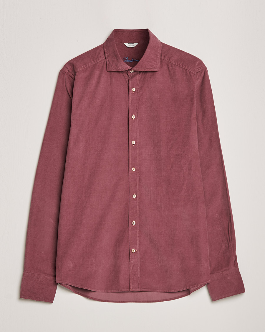 Homme | Chemises | Stenströms | Slimline Washed Cut Away Corduroy Shirt Wine Red