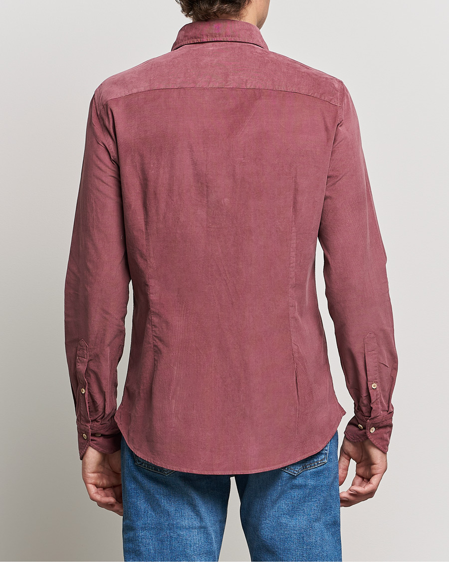 Homme | Chemises | Stenströms | Slimline Washed Cut Away Corduroy Shirt Wine Red