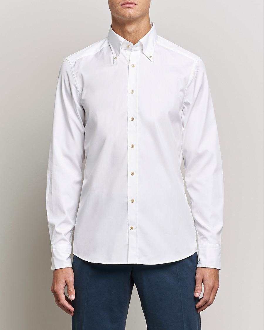 Homme | Chemises | Stenströms | Slimline Button Down Pinpoint Oxford Shirt White