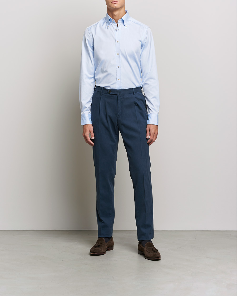 Homme | Chemises | Stenströms | Slimline Button Down Pinpoint Oxford Shirt Light Blue