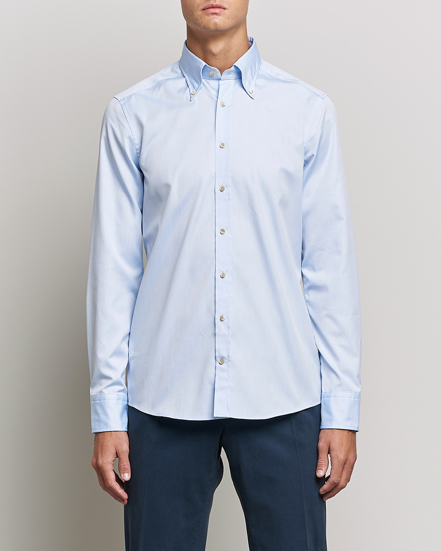 Homme | Chemises | Stenströms | Slimline Button Down Pinpoint Oxford Shirt Light Blue