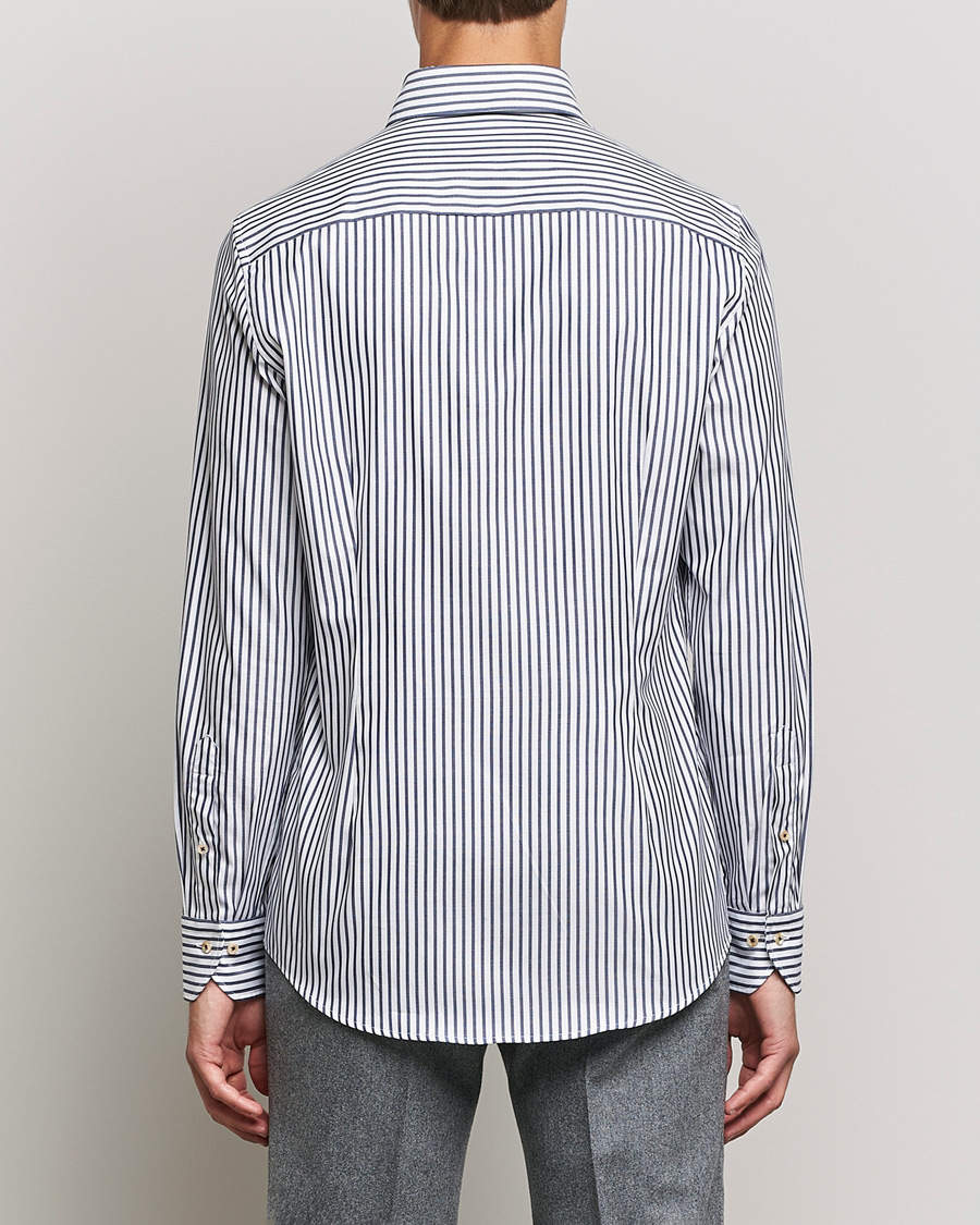 Homme | Chemises | Stenströms | Slimline Striped Pinpoint Oxford Shirt Blue