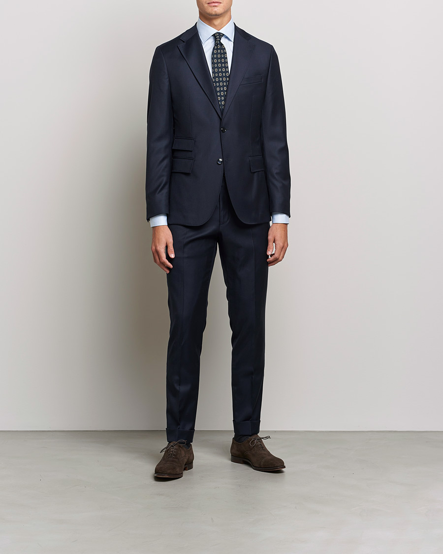 Homme | Chemises | Stenströms | Slimline Cut Away Contrast Shirt Blue