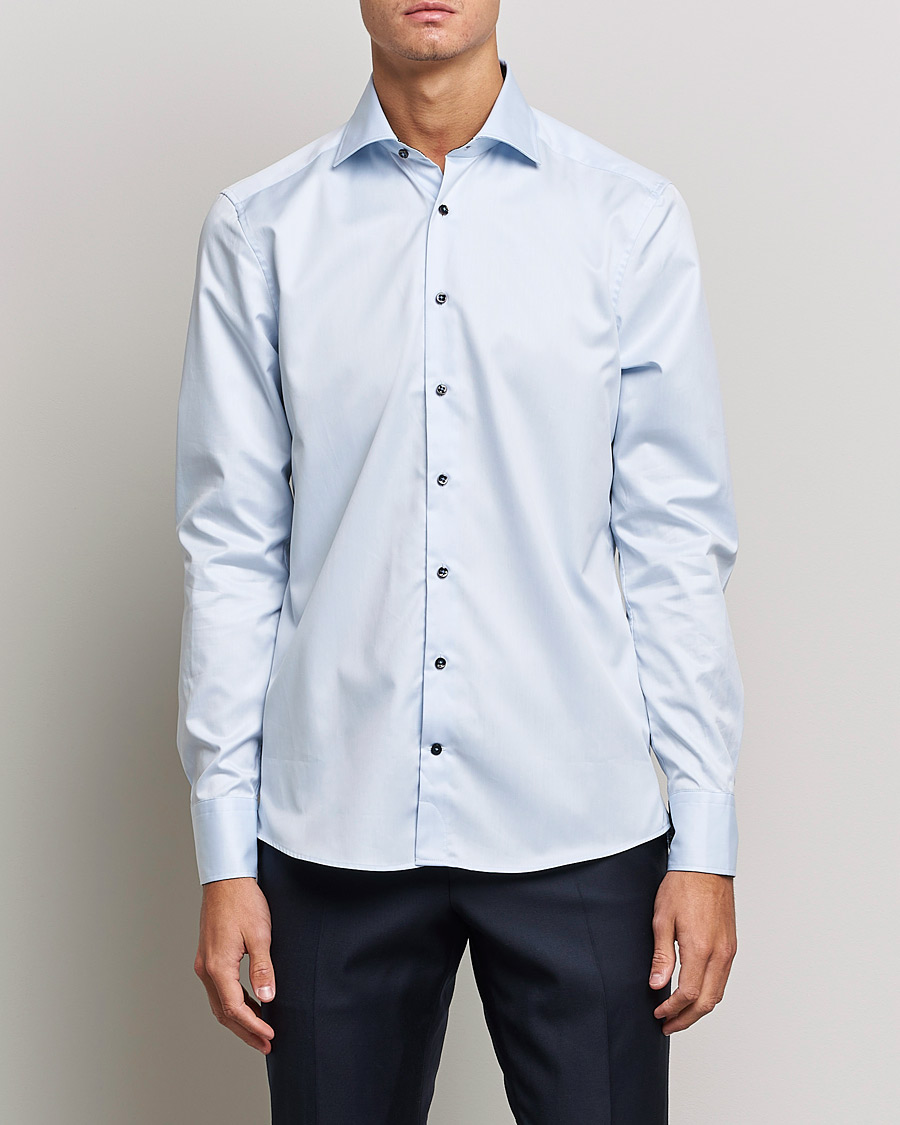 Homme | Chemises | Stenströms | Slimline Cut Away Contrast Shirt Blue