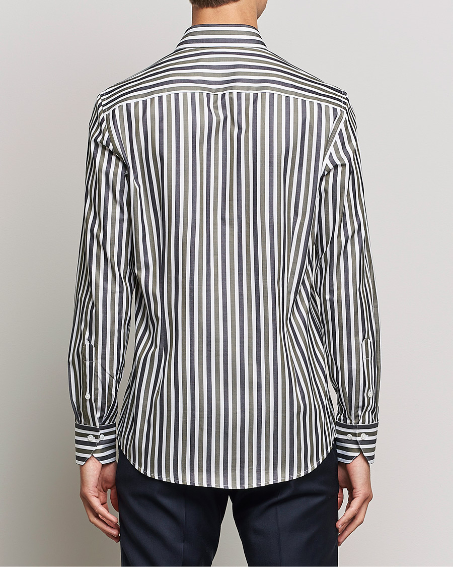 Homme | Chemises | Stenströms | Slimline Cut Away Wide Striped Shirt Blue/Green
