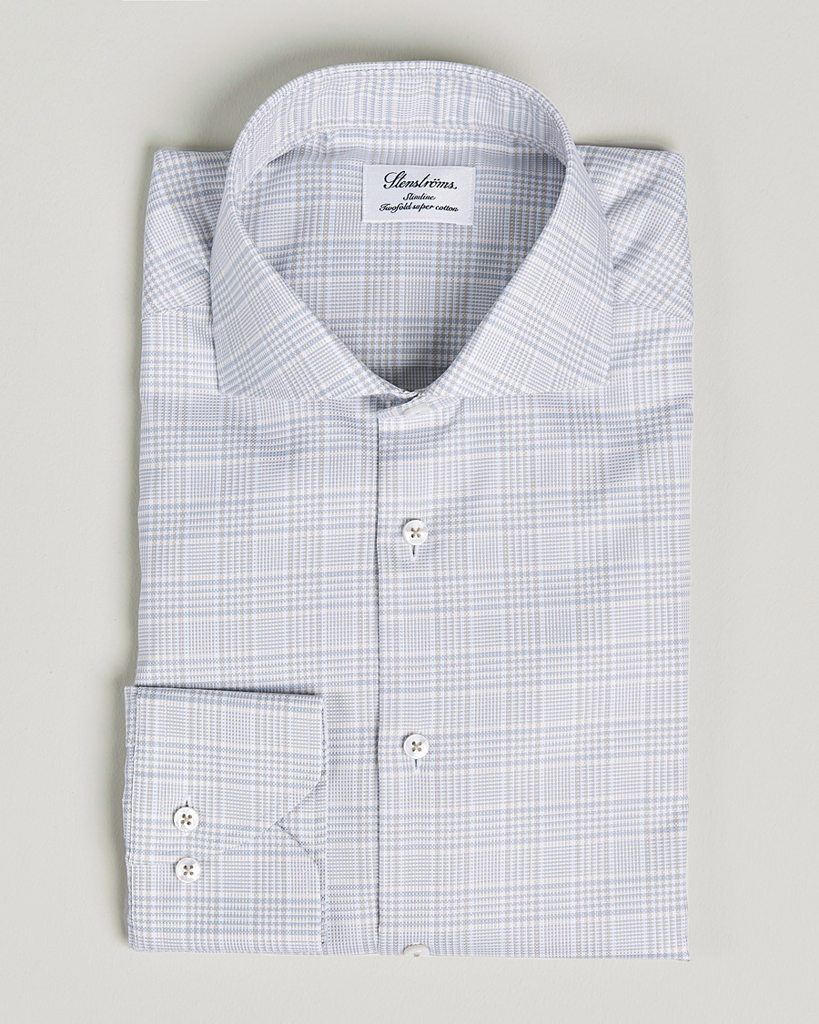 Homme | Chemises | Stenströms | Slimline Cut Away Checked Shirt Green