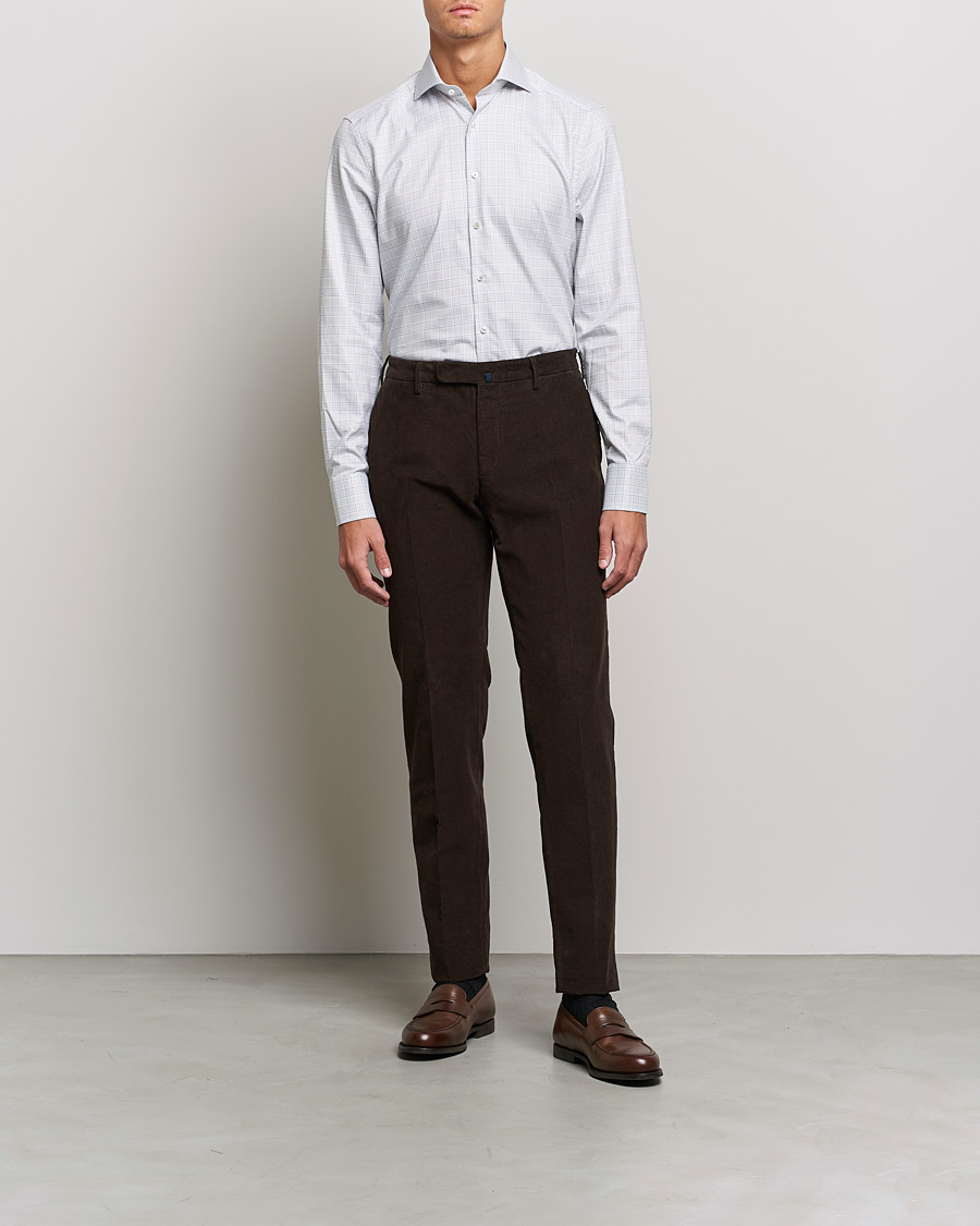 Homme | Chemises | Stenströms | Slimline Cut Away Checked Shirt Green